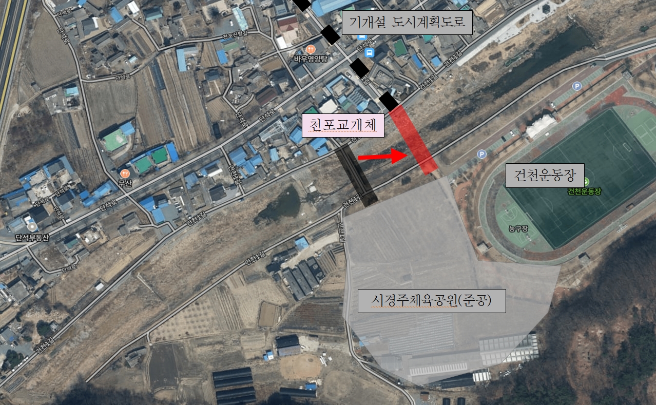 경주시 건천읍 ‘천포교’ 조성 사업 위치도