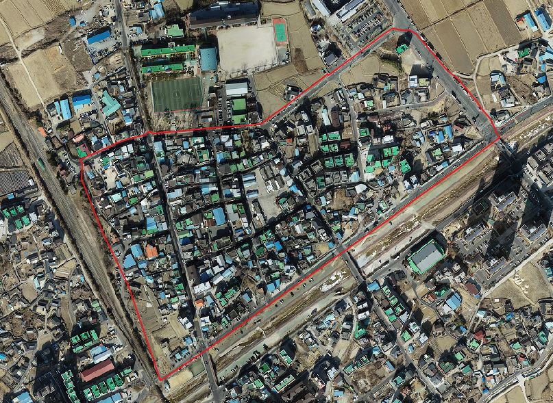 외동 입실지구 지적재조사 사업지구 위성사진