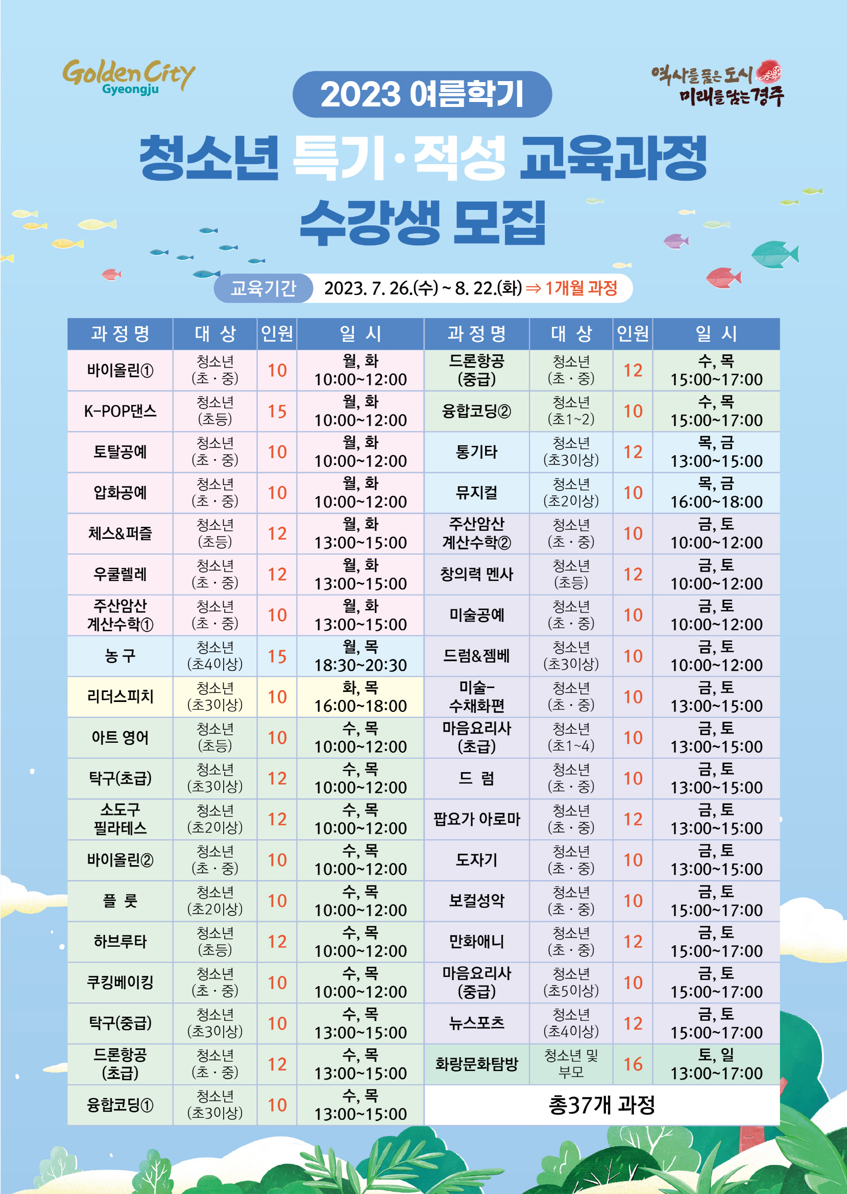 경주시 ‘2023 여름학기 특기적성 교육과정’ 브로슈어