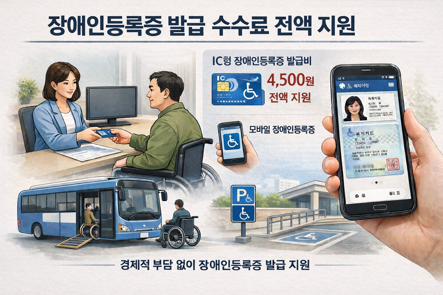 모바일 장애인등록증 이용을 위해 경주시가 IC형 장애인등록증 발급 수수료를 전액 지원한다.