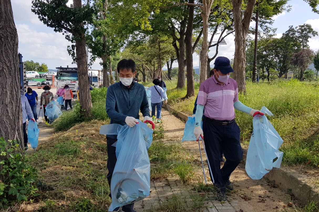 황남동 통장협의회에서 클린도시 황남동 만들기 위한 환경정비 활동에 동참하는 모습