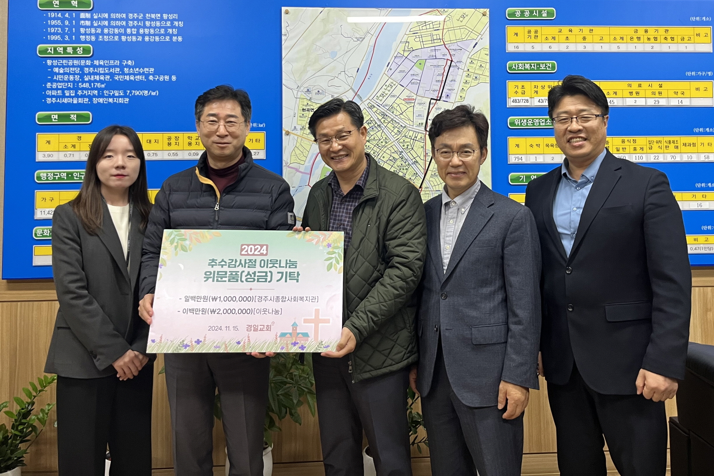 경주 황성동 경일교회, 추수감사절 맞아 성금 300만원 기탁