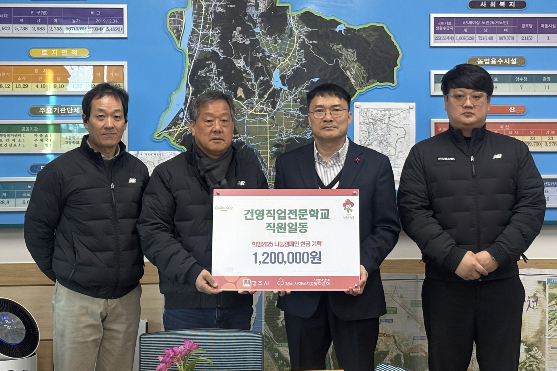 건영직업전문학교가 성금을 기탁했다.