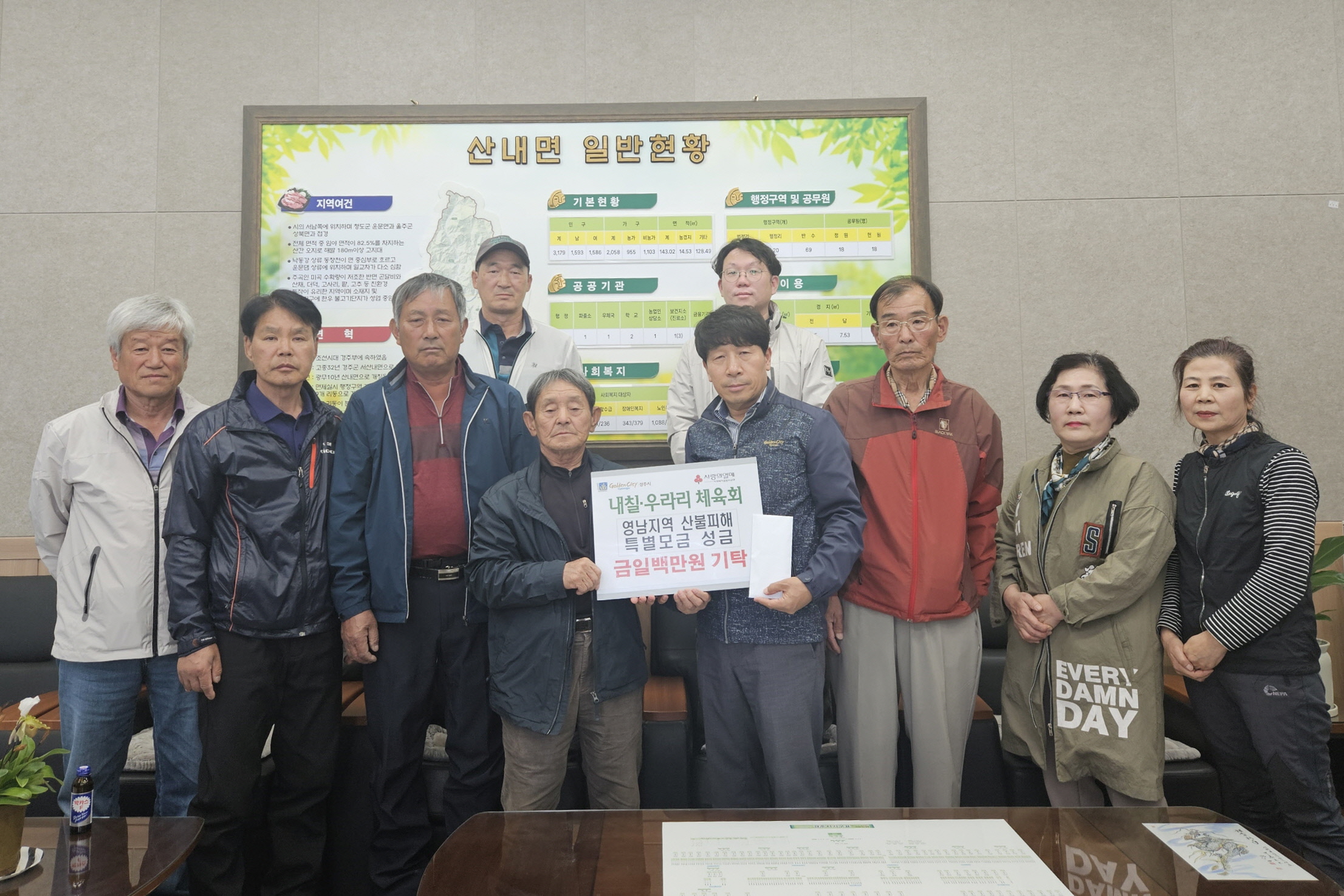 내칠리,우라리 체육회가 성금을 기탁했다.