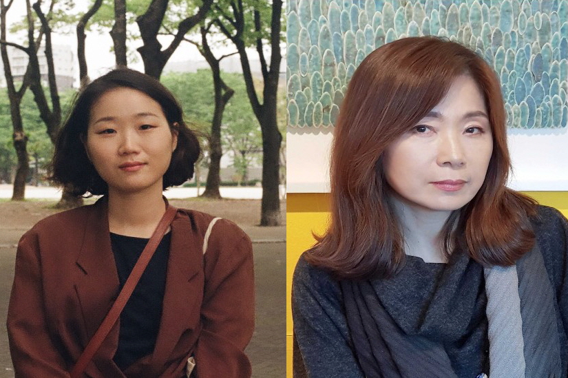 2021 동리목월문학상 수상자 박솔뫼 소설가(왼쪽)와 조용미 시인