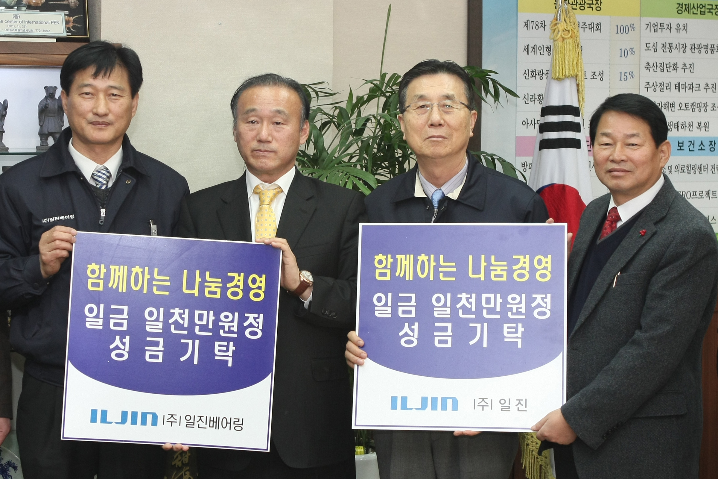 (주)일진베어링과 (주)일진의 연말 불우이웃돕기 2천만원 기탁