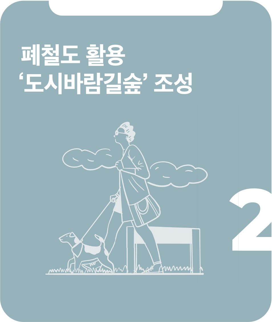 폐철도 활용 ‘도시바람길숲’ 조성 폐철도 활용 ‘도시바람길숲’ 조성